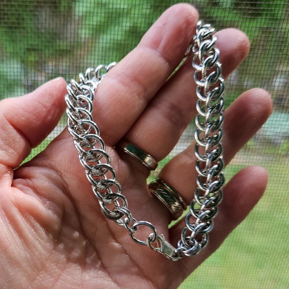 NWOT Unisex Bracelet!! Handmade Chainmaille of Shiny Aluminum - 8 1/4" - Picture 7 of 8